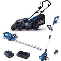 Akku-Garten-Set AGS300 Scheppach - 20V | Rasenmäher | Rasentrimmer | Heckenschere | inkl. 2x 4Ah Akku & 4