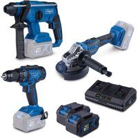 Akku-Maschinen-Set BPS100 Scheppach - 20V | 3tlg. Maschinenset | inkl. 2x 4Ah Akkus + 2