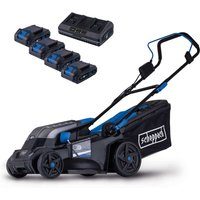 Akku-Rasenmäher BC-MP380-X Scheppach | 38cm Schnittbreite | für 450-500 m2 | 45L Korb | inkl. 4x 2Ah Akku + 2