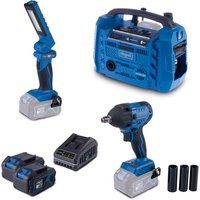 Akku-Werkstatt-Set AWS100 Scheppach - 20V | Kompressor | Schlagschrauber | Arbeitsleuchte | inkl. 2x 4Ah Akku & 2