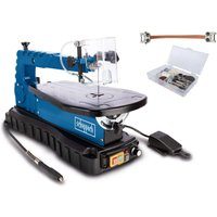 Dekupiersäge DECO MAX Scheppach - Schnitthöhe/-tiefe: 50 / 405 mm | Fußpedal | 64-tlg. Zubehör