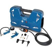 Kompressor Aircase Scheppach - 8 bar | 2L Tank | 180L/min Ansaugleistung | ölfrei & tragbar | inkl. 12-tlg. Zubehörset