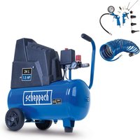 Kompressor HC30o Scheppach - 8bar | 24 L | ölfrei | 200l/min | inkl. 5m Schlauch & Zubehörset