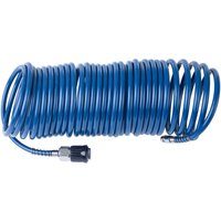 Scheppach Kompressor Schlauch 10m - 1/4 Zoll Druckluftschlauch mit Schnellkupplung universell passend für Kompressoren | Druckluftspiralschlauch blau