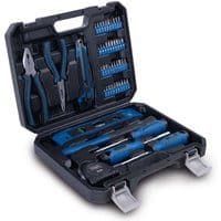 Werkzeugkoffer WZK49 Scheppach - 50tlg. gefüllt | stabiler Kunststoffkoffer | mit Hammer